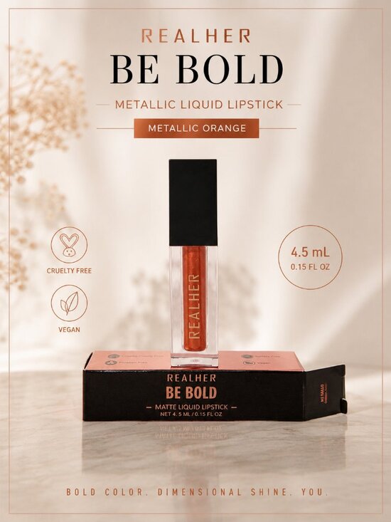 RealHer Other - REALHER Be Bold Metallic Liquid Lipstick Metallic Orange 4.5mL NIB